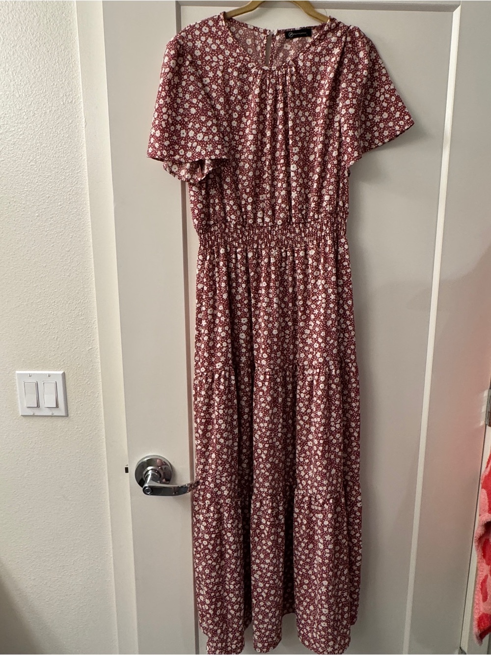 Pretty Garden (Amazon) Floral Red Brown Dress size L